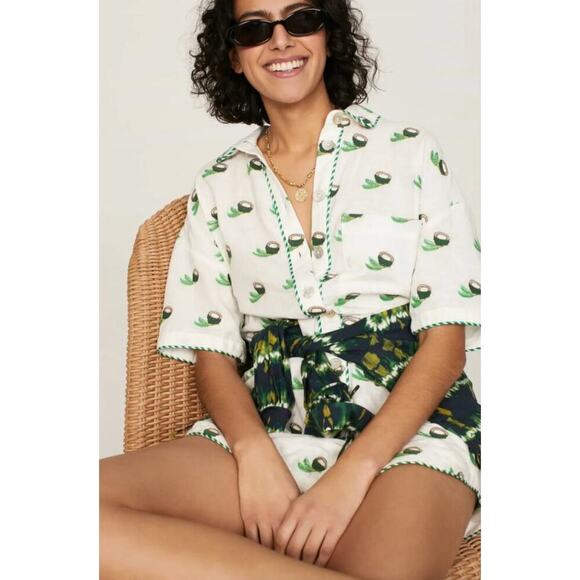 B39 FARM Rio Romper Coconut Embroidered Womens XS Tropical Chic Vacation Cruise - Picture 3 of 11